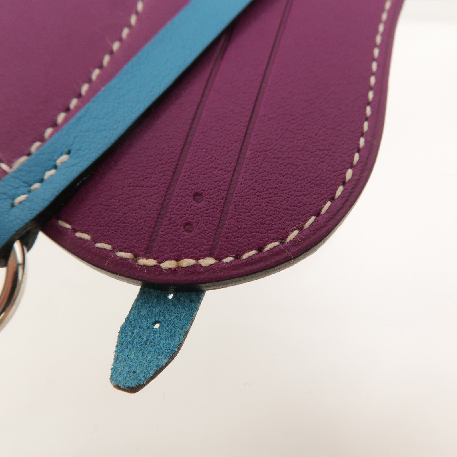 HERMES Swift皮革Paddock Selle掛飾Anemone/Turquoise