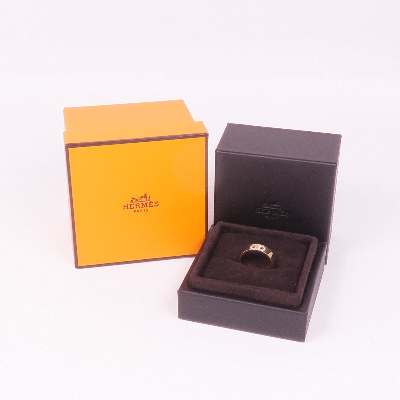 HERMES 18K玫瑰金Diamond Ring鑽石戒指Hermes#53/US#6.25