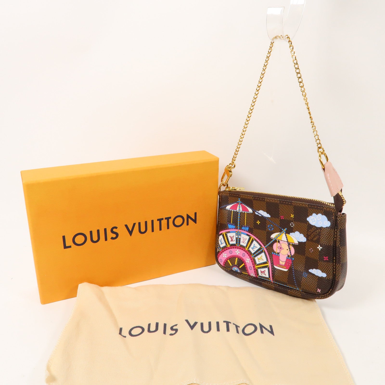 LOUIS VUITTON Damier Pochette Accessories金扣手拿包啡色