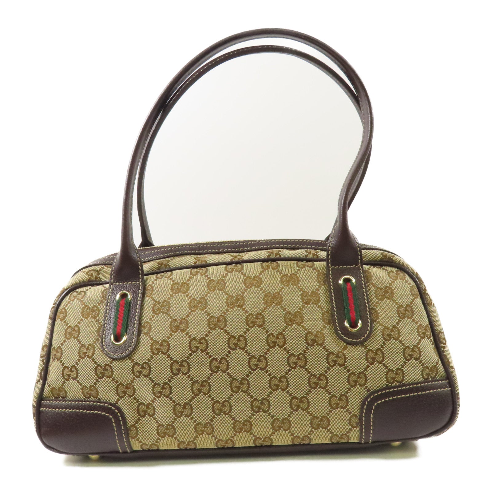 GUCCI 帆布Mini Boston Bag金扣肩背袋