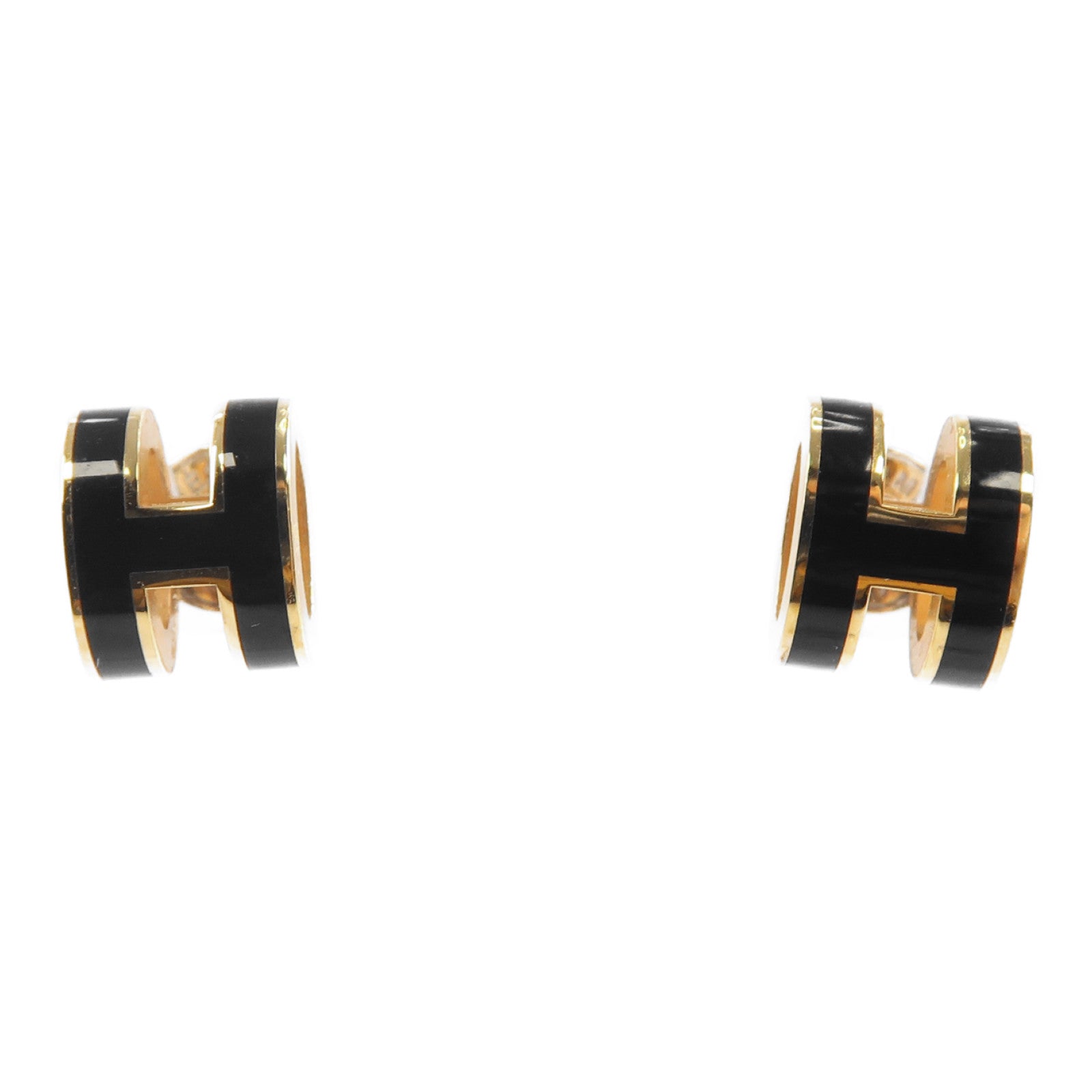 HERMES 金屬 Pop H Earrings金扣耳環Noir黑色
