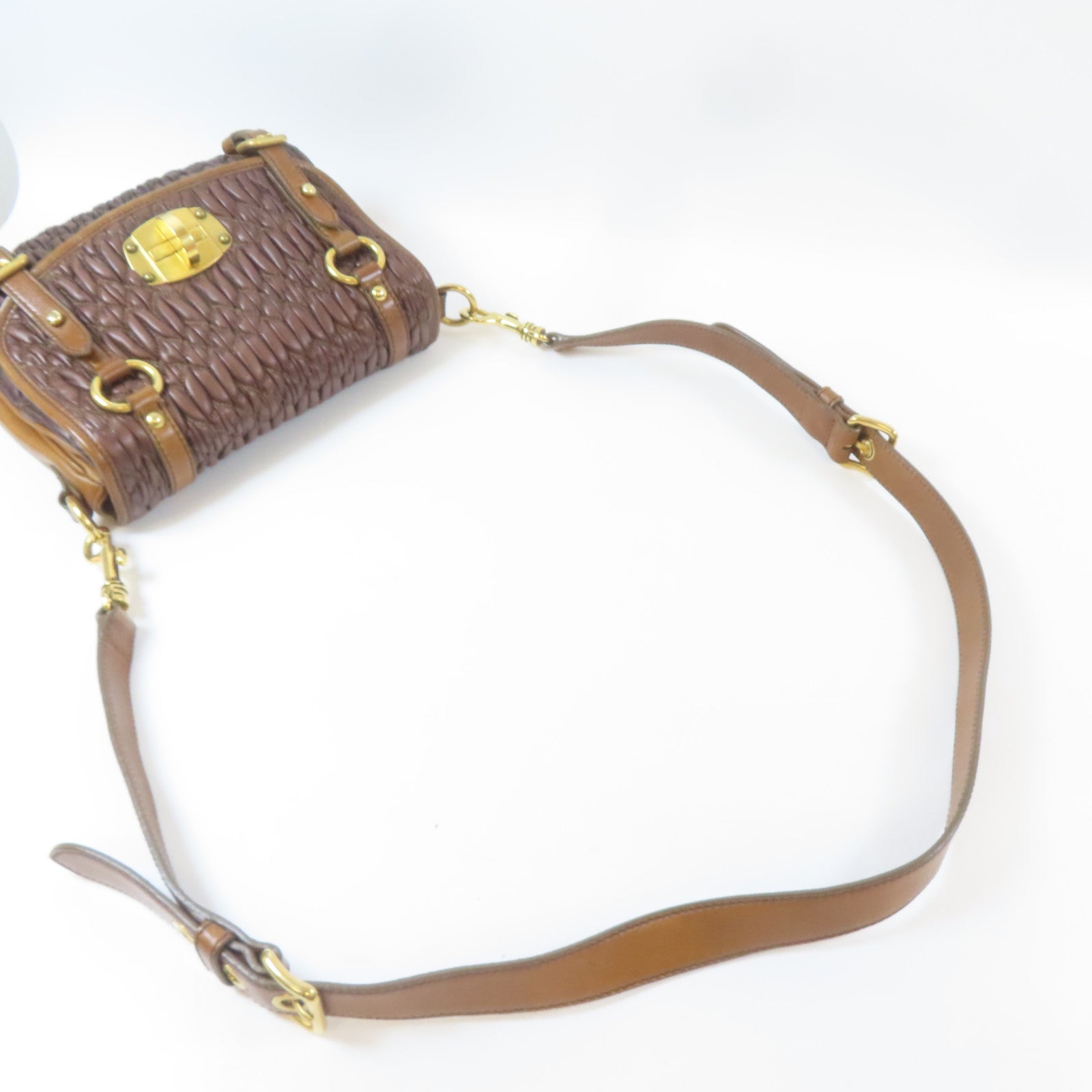 Miu Miu 羊皮皮革Shoulder Bag金扣肩背袋啡色