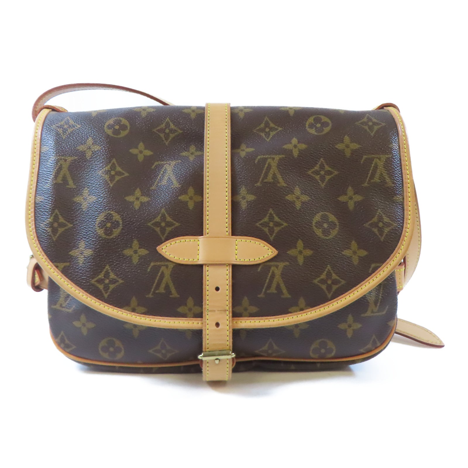 LOUIS VUITTON Monogram Saumur 30金扣肩背袋棕色
