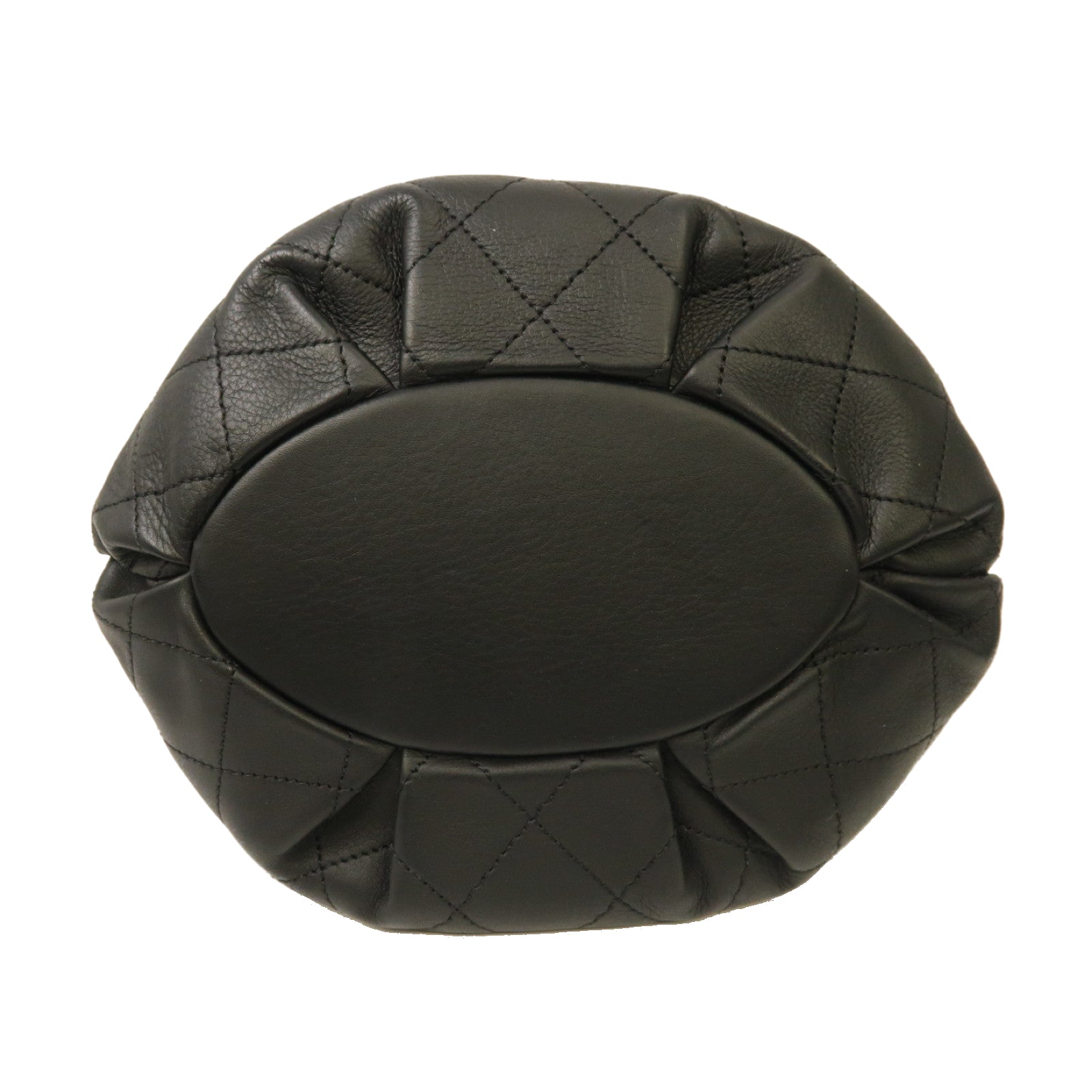 CHANEL 【激減優惠】菱格牛皮皮革Bucket Bag金扣肩背袋黑色