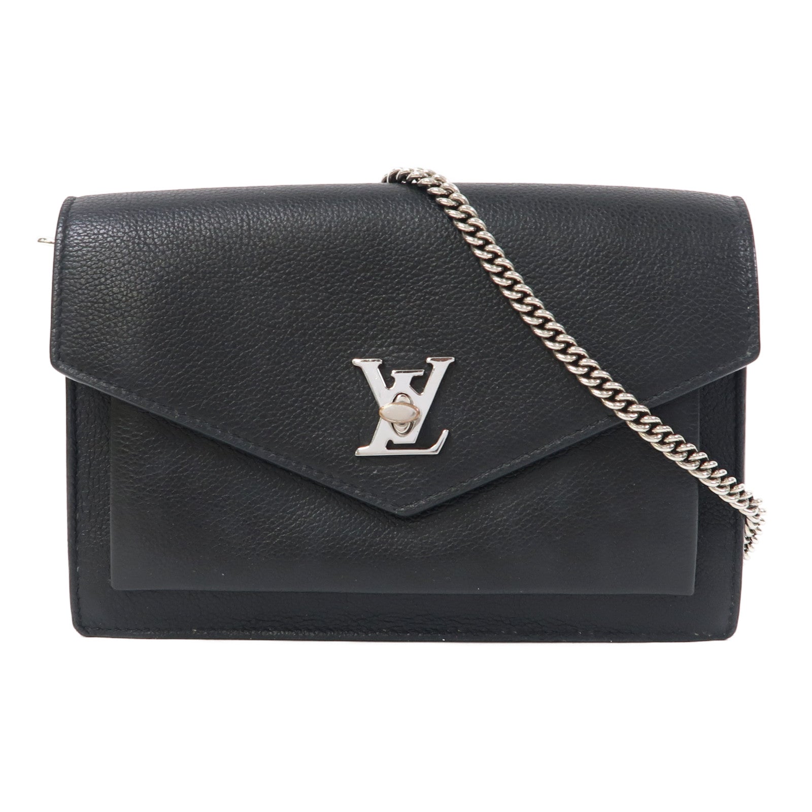 LOUIS VUITTON 【激減優惠】牛皮皮革Mylockme Chain Pochette銀扣鏈帶肩背袋黑色