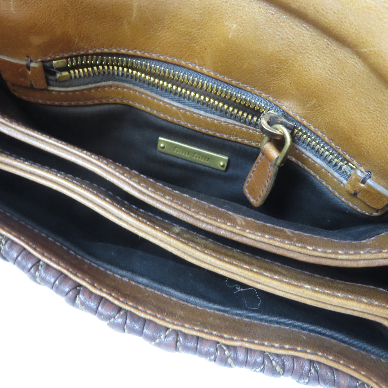 Miu Miu 羊皮皮革Shoulder Bag金扣肩背袋啡色