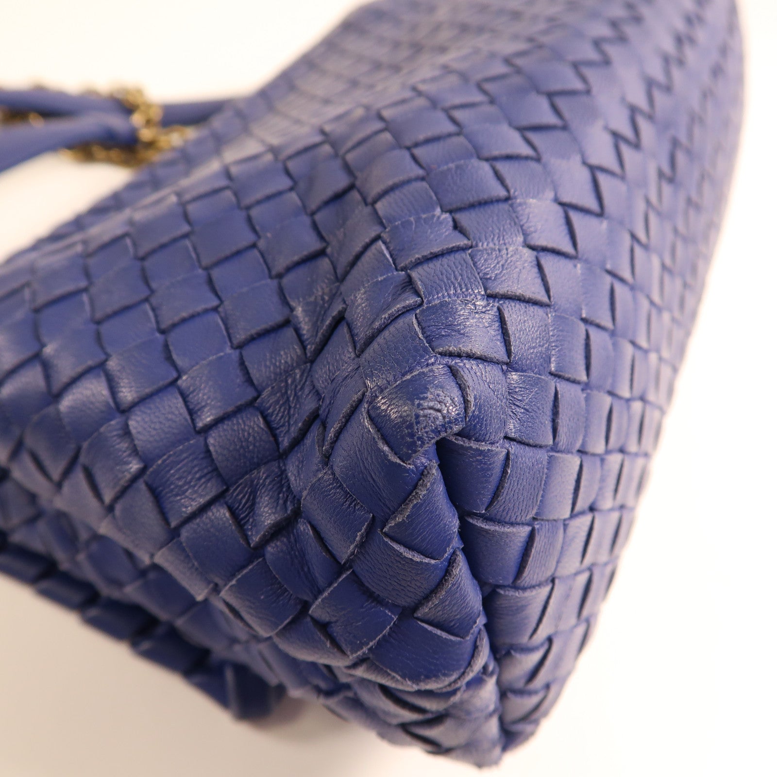 BOTTEGA VENETA 【激減優惠】織紋皮革Chain Shoulder金扣鏈帶肩背袋