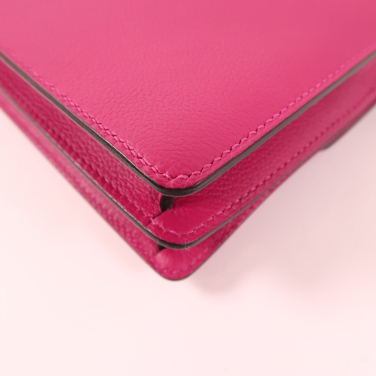 HERMES 【激減優惠】Evercolor皮革Mini Roulis銀扣肩背袋L3 Rose Purple