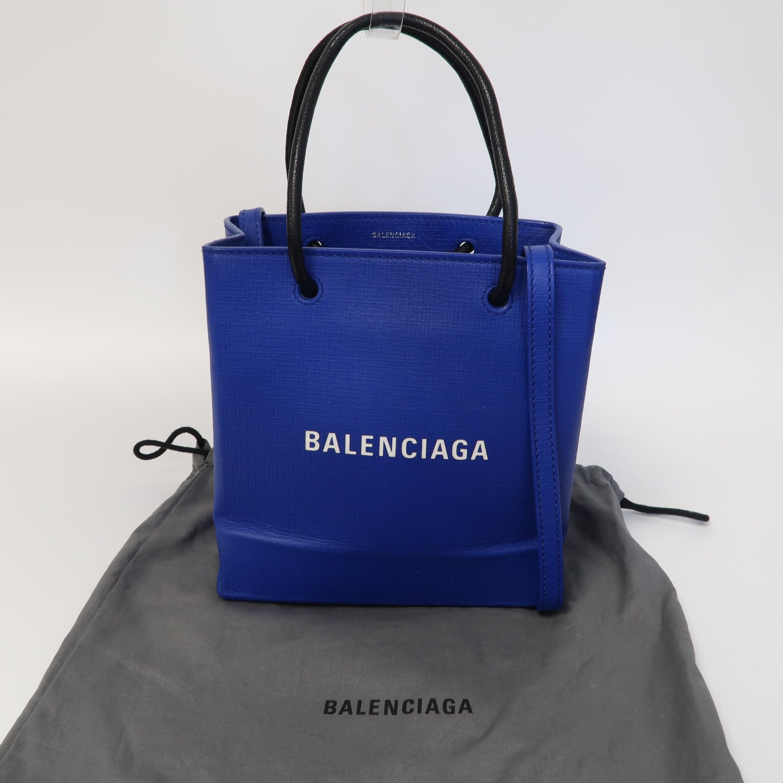 BALENCIAGA 【激減優惠】牛皮皮革Tote Bag銀扣手挽肩背兩用袋藍色