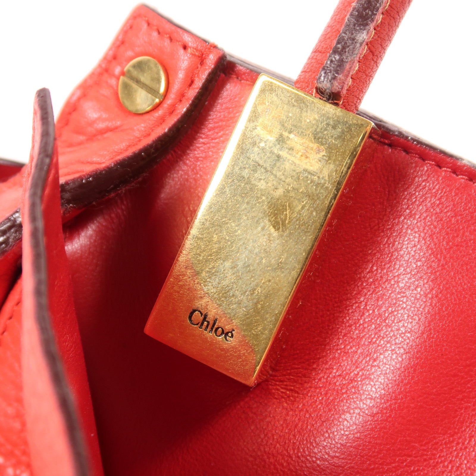 Chloe 【激減優惠】牛皮皮革Handbag金扣手挽袋