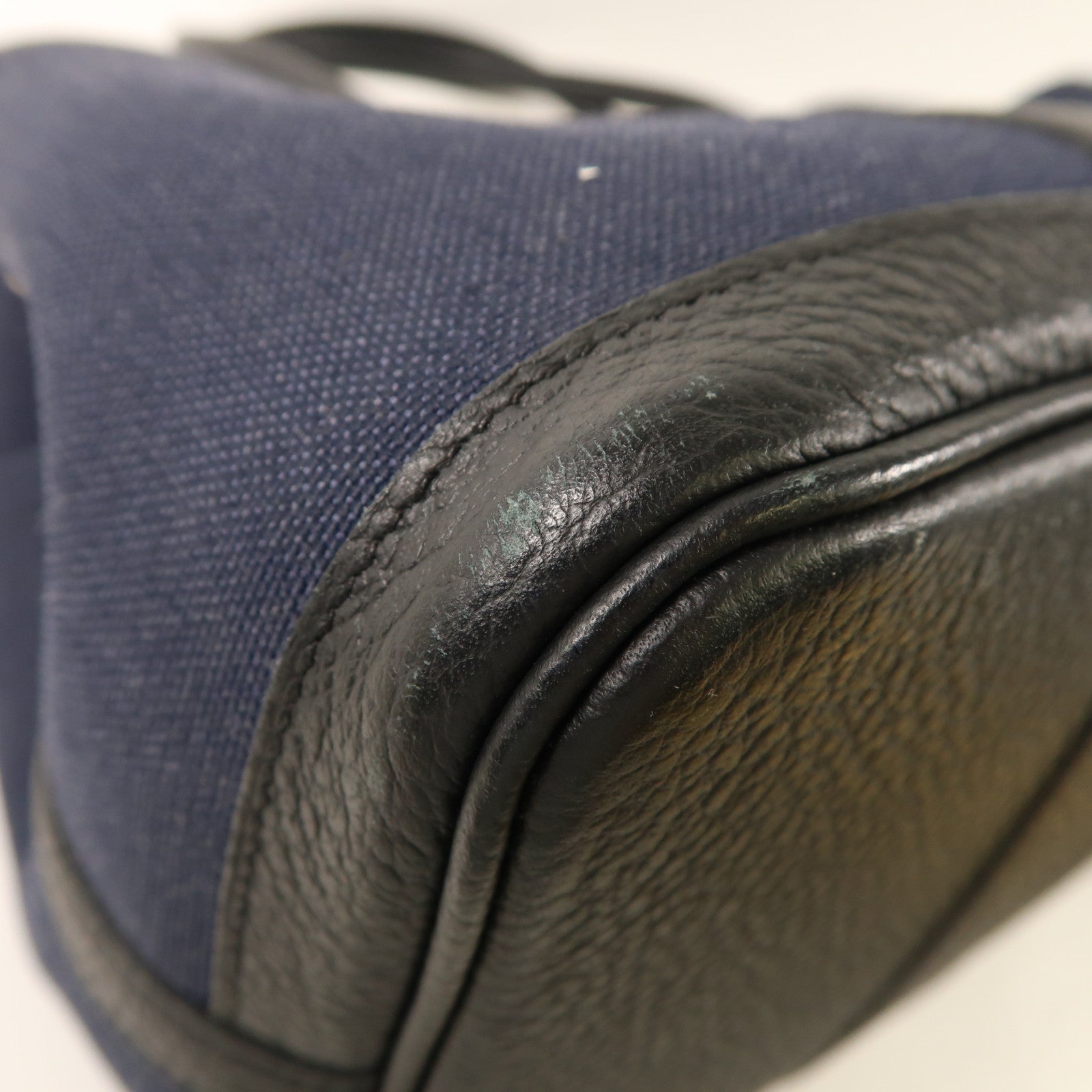HERMES 帆布Garden Party Pocket PM銀扣手挽肩背兩用袋Bleu Nuit
