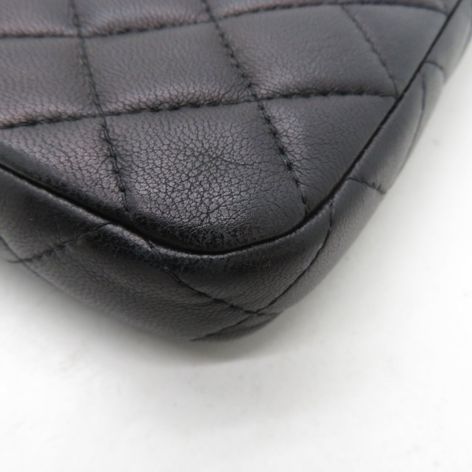 CHANEL 【激減優惠】菱格羊皮皮革Chain Shoulder銀扣鏈帶肩背袋黑色