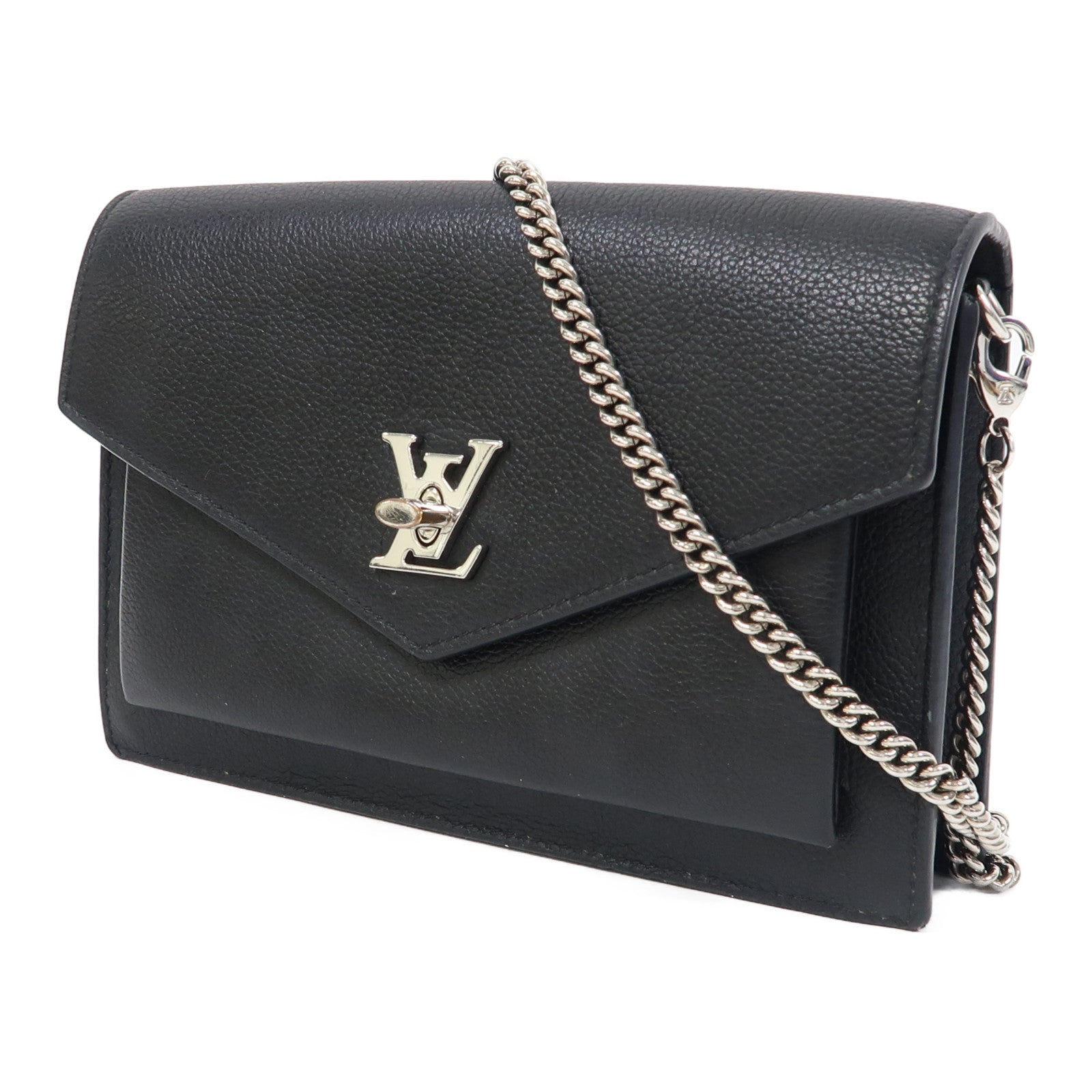 LOUIS VUITTON 【激減優惠】牛皮皮革Mylockme Chain Pochette銀扣鏈帶肩背袋黑色