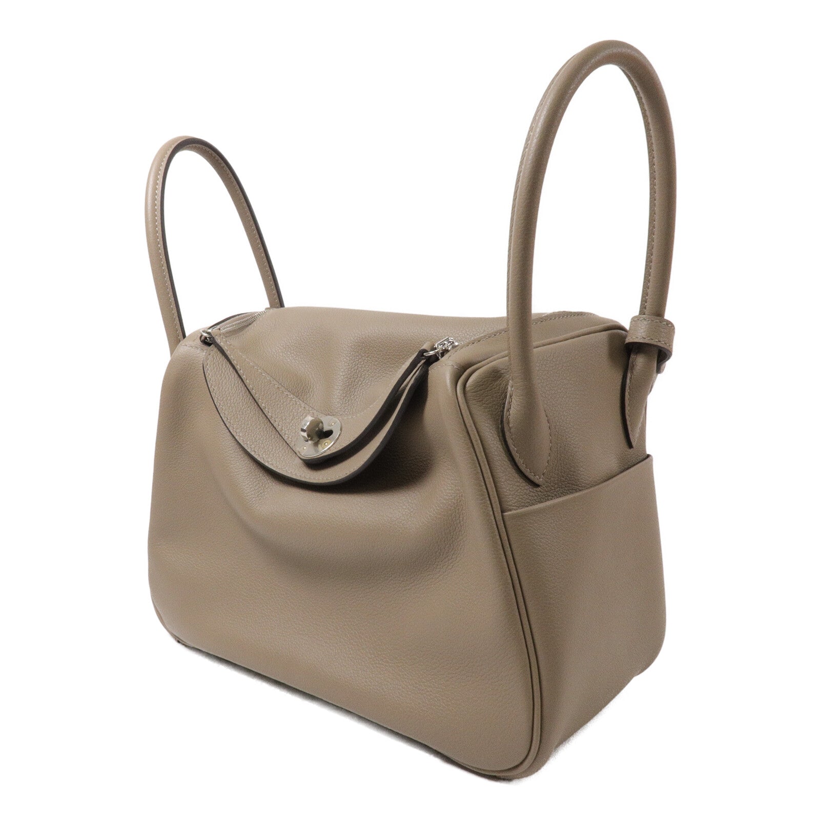 HERMES Evercolor皮革Lindy 26手挽肩背兩用袋Gris Asphalte