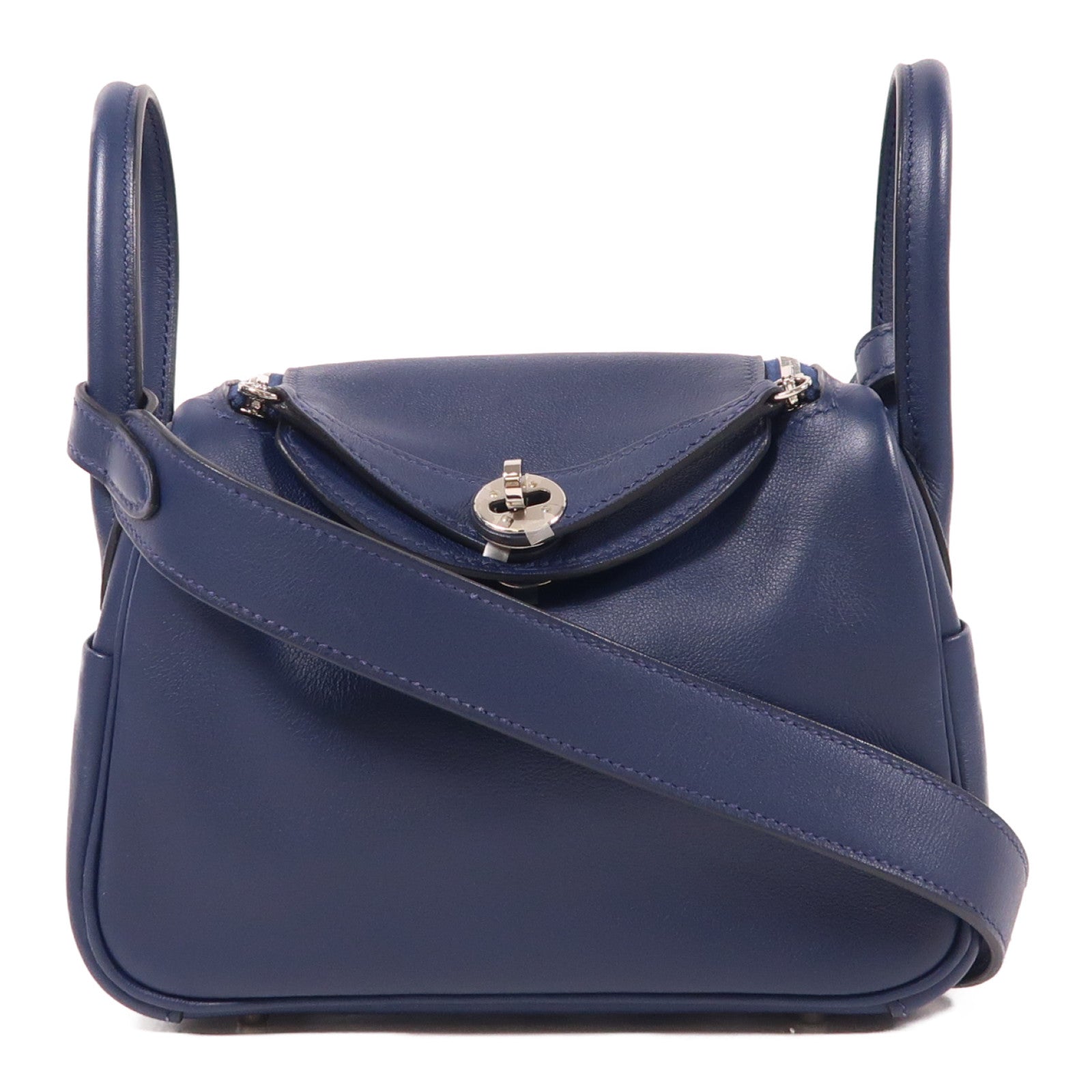 HERMES Swift皮革Mini Lindy銀扣肩背袋