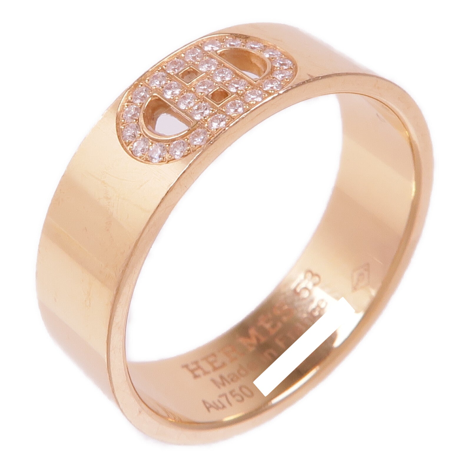 HERMES 18K玫瑰金Diamond Ring鑽石戒指Hermes#53/US#6.25