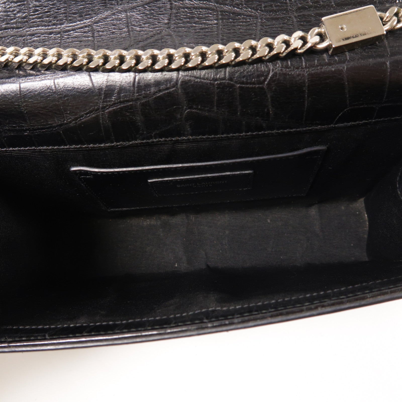 YVES SAINT LAURENT 牛皮皮革Kate Tassel銀扣鏈帶肩背袋