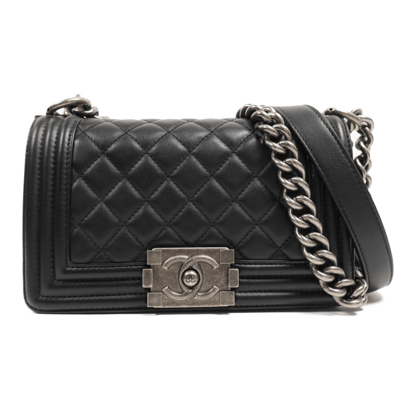 CHANEL 【激減優惠】羊皮皮革Boy 20銀扣鏈帶肩背袋