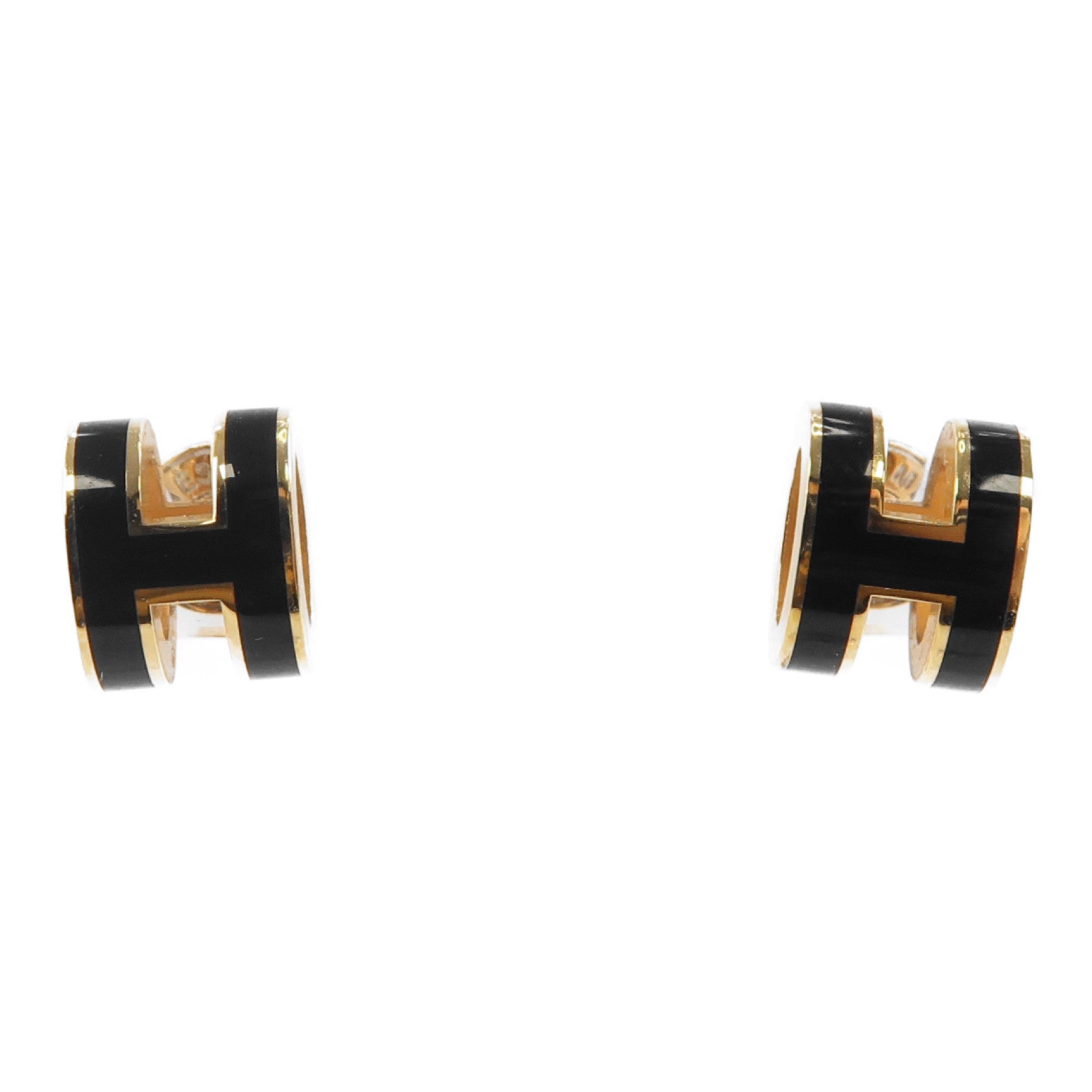 HERMES 金屬 Pop H Earrings金扣耳環Noir黑色