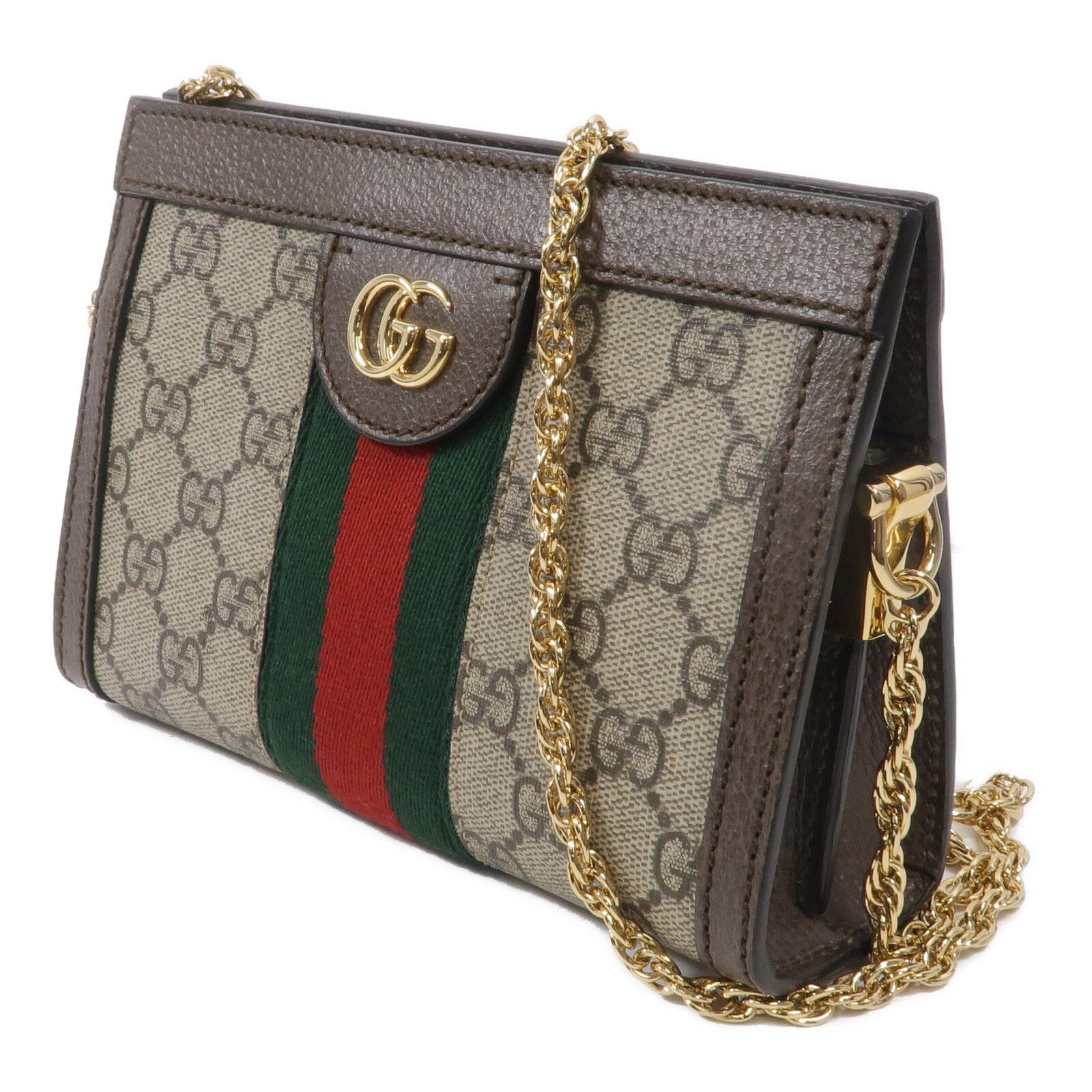 GUCCI 塗層帆布Ophidia Chain Shoulder Bag鏈帶肩背袋