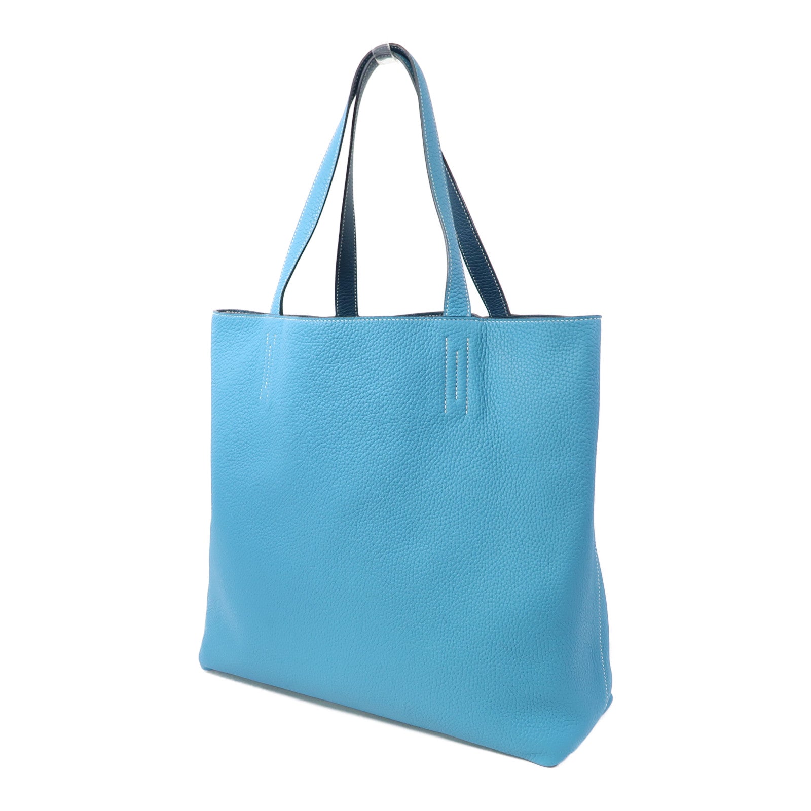 HERMES Clemence皮革Double Sens肩背袋藍色