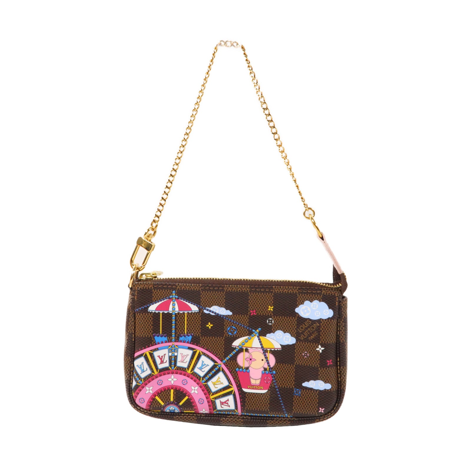 LOUIS VUITTON Damier Pochette Accessories金扣手拿包啡色