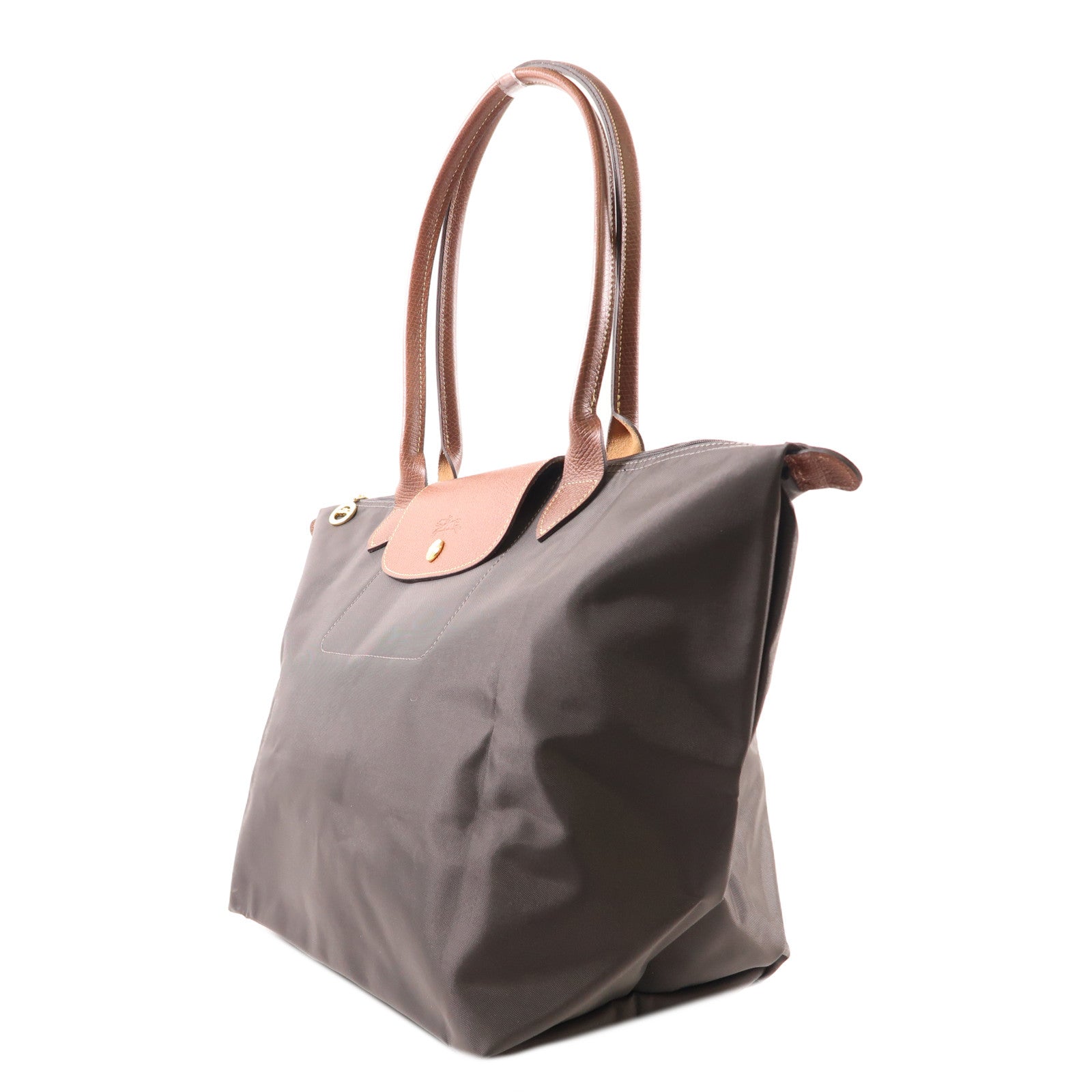 Longchamp 尼龍Tote Bag金扣肩背袋灰色