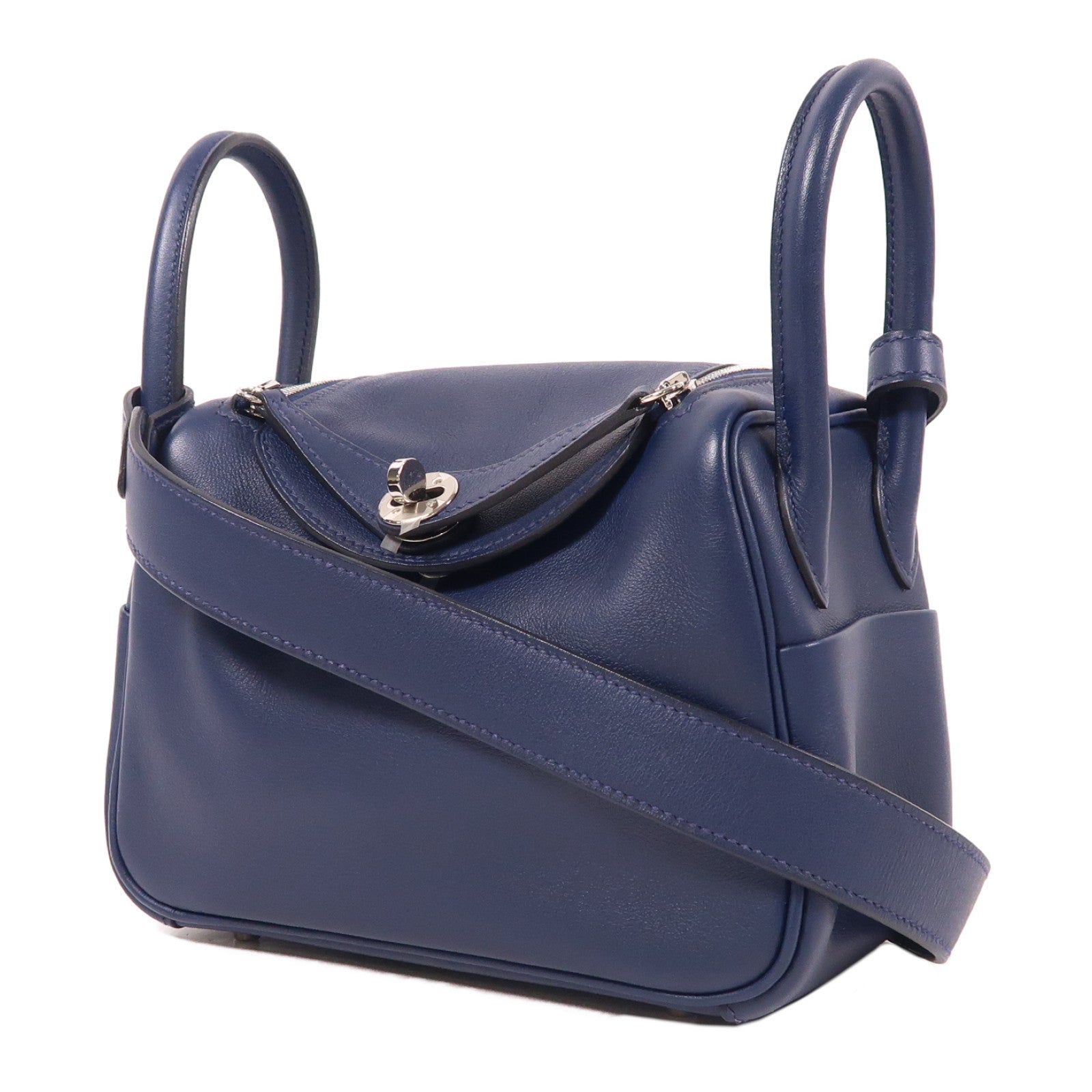 HERMES Swift皮革Mini Lindy銀扣肩背袋