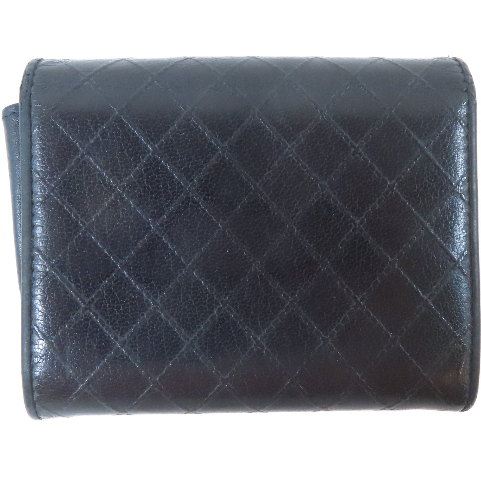 CHANEL 菱格牛皮皮革Card Case銀扣卡片套黑色