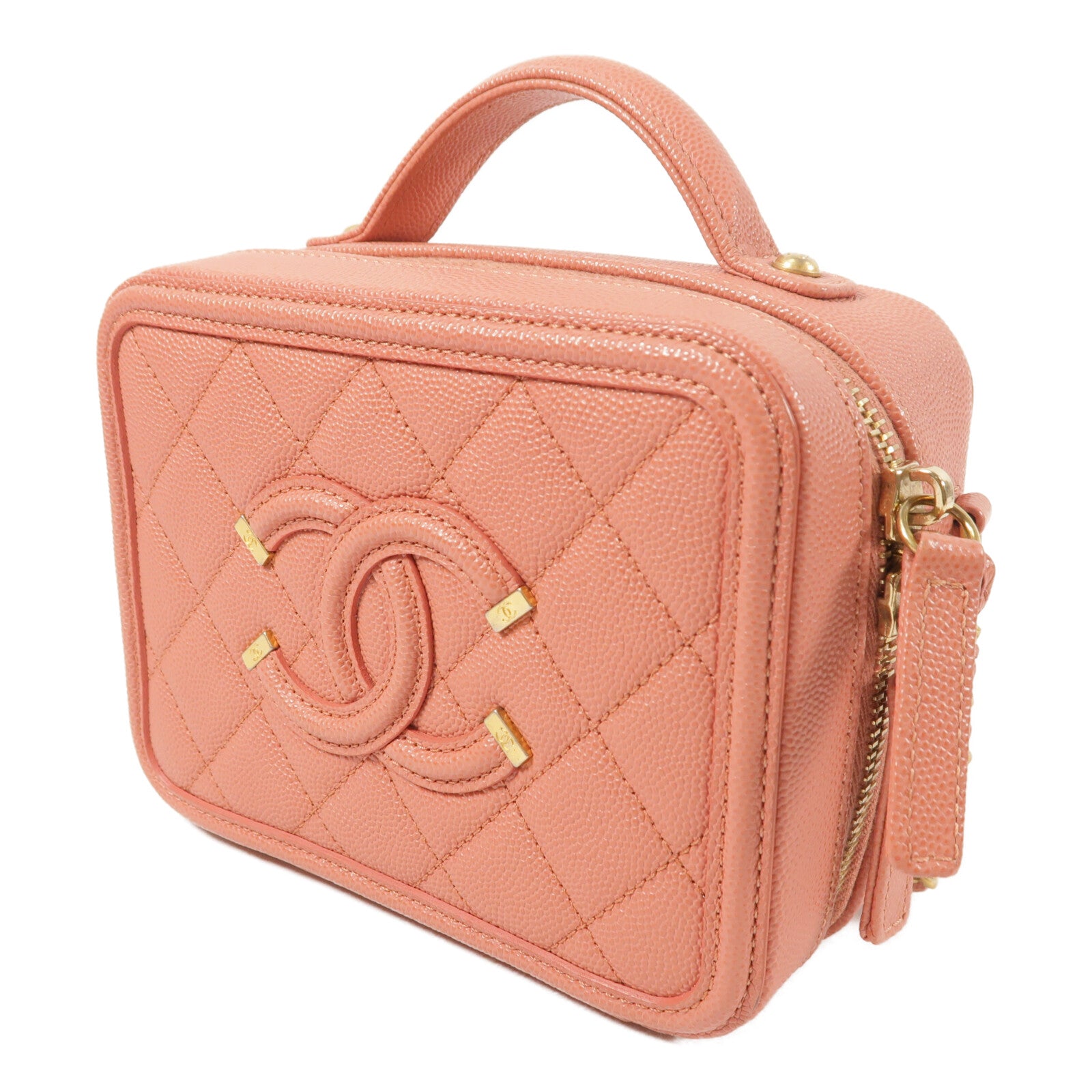 CHANEL 牛皮皮革Vanity Case金扣手挽肩背兩用袋