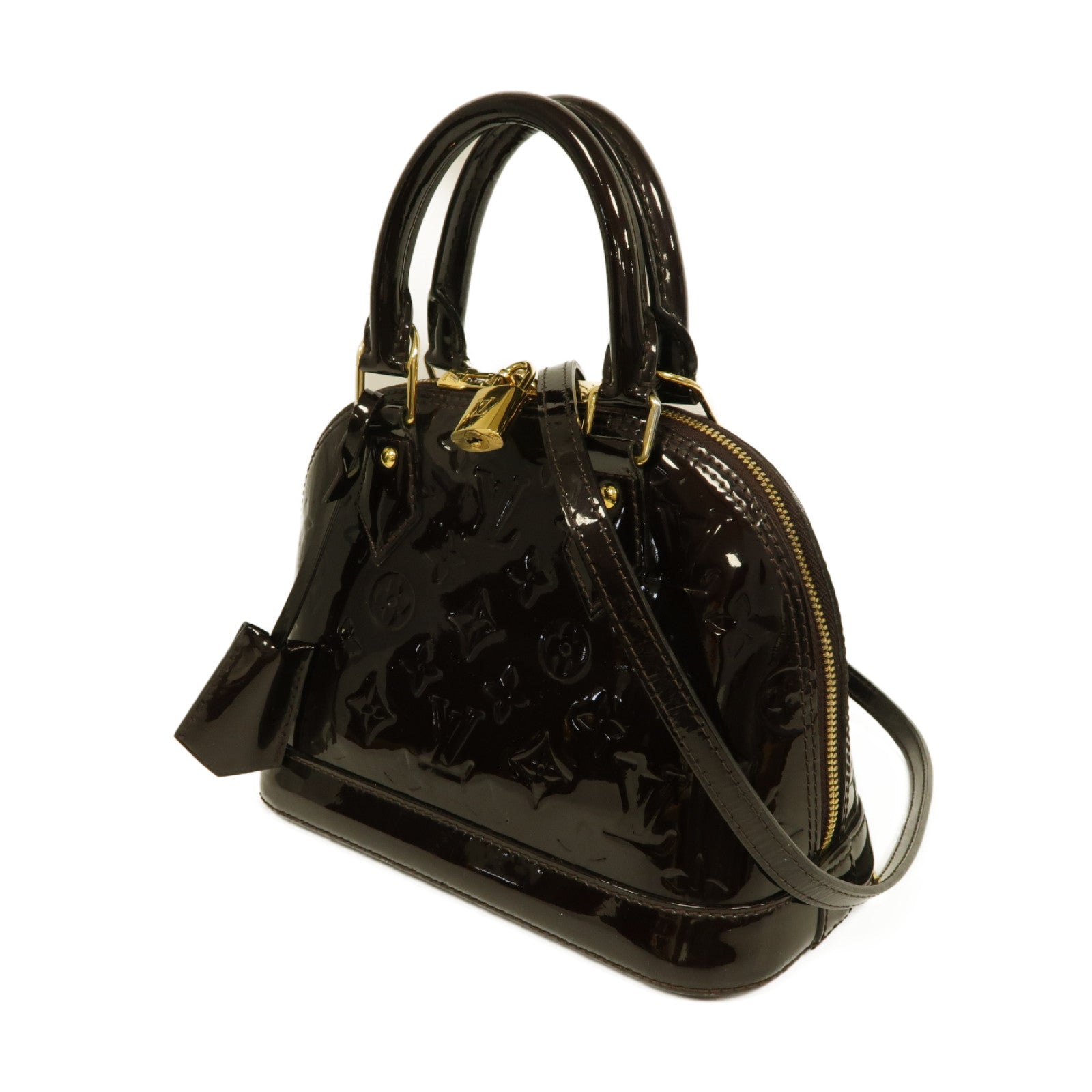 LOUIS VUITTON 【激減優惠】Vernis Alma BB金扣手挽肩背兩用袋酒紅色