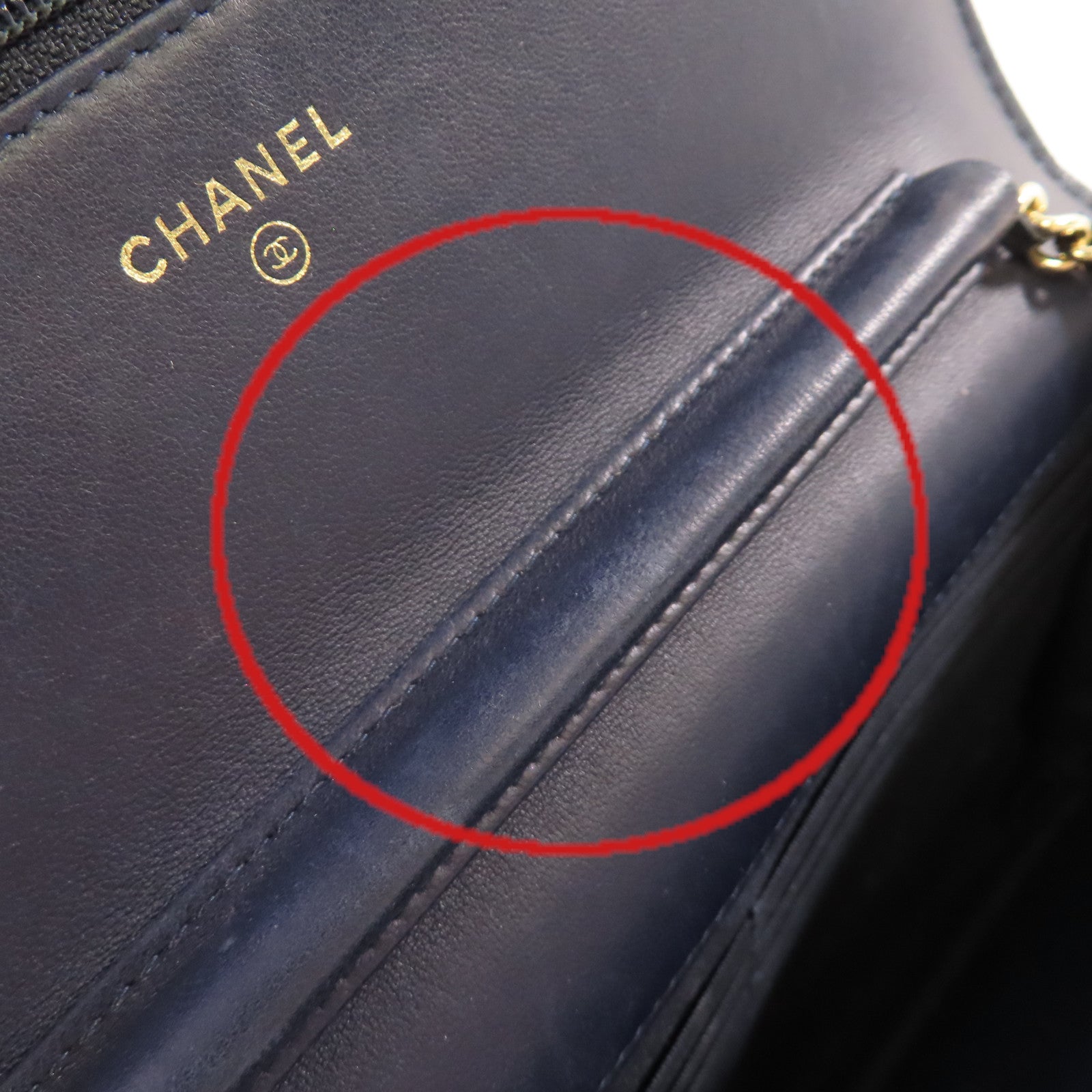 CHANEL 菱格羊皮皮革WOC Wallet On Chain Shoulder Bag金扣鏈帶肩背袋寶藍色