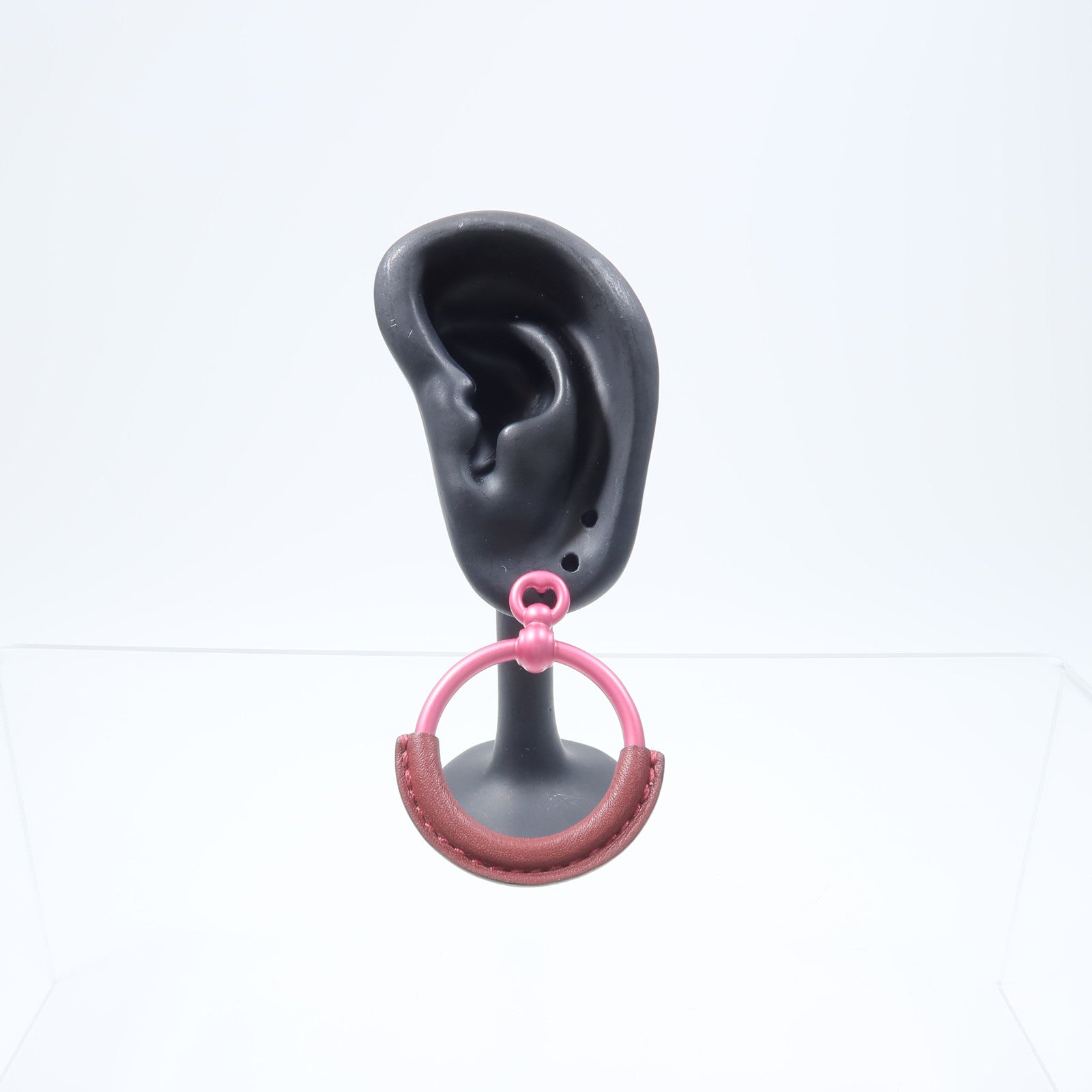 HERMES 金屬/Swift皮革Loop Earrings耳環