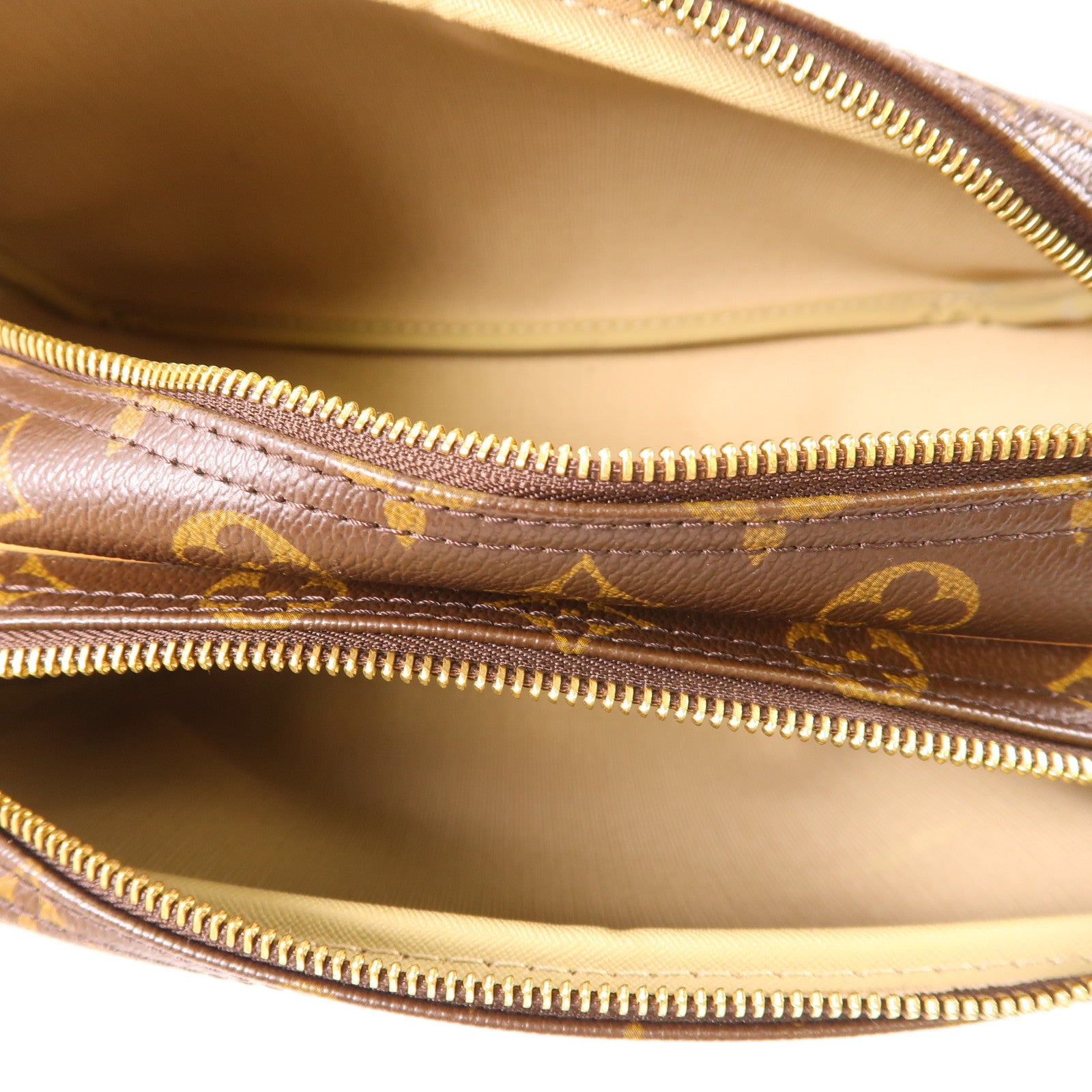 LOUIS VUITTON Monogram Reporter PM金扣肩背袋棕色