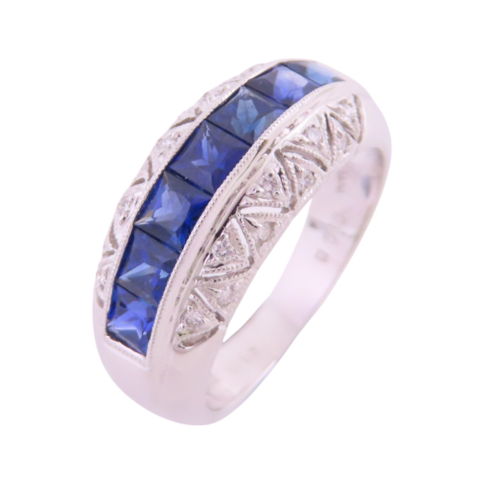 JEWELRY 【激減優惠】18K白金/藍寶石/鑽石Sapphire Diamond Ring戒指US#5.75