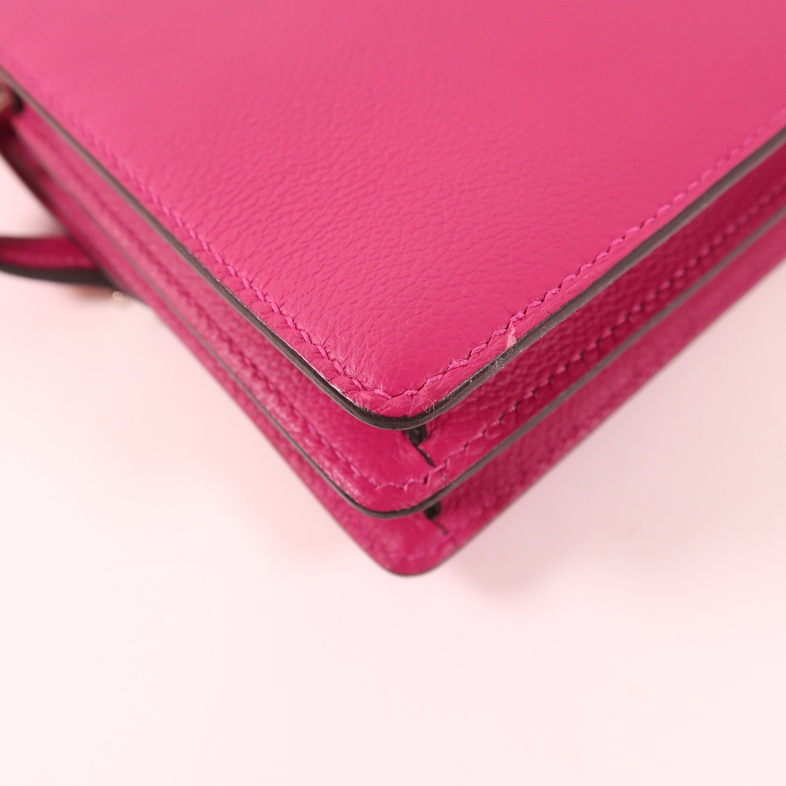 HERMES Evercolor皮革Mini Roulis銀扣肩背袋L3 Rose Purple