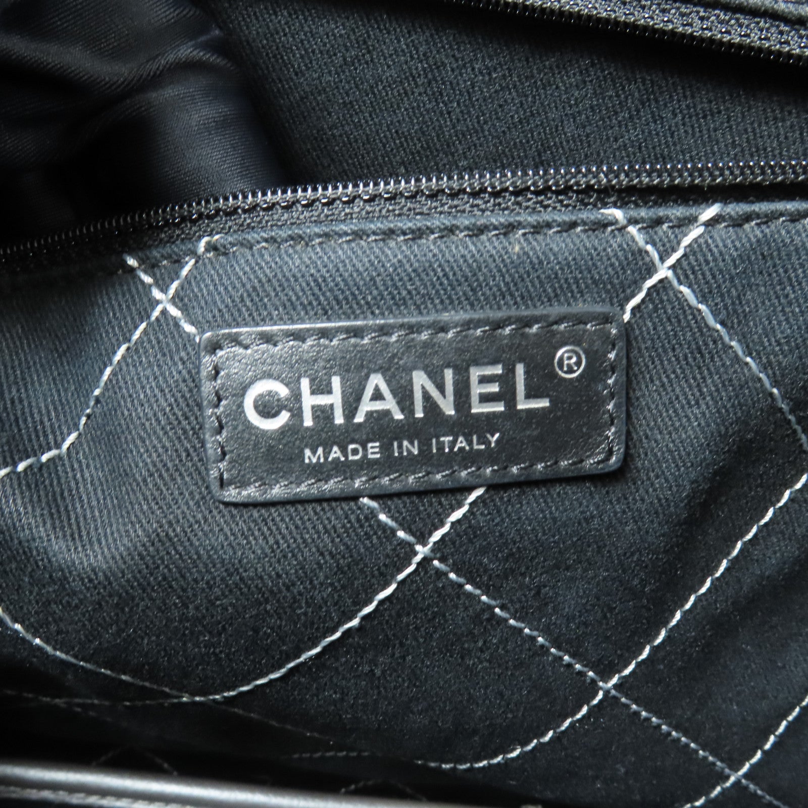 CHANEL 牛皮皮革Tote Bag銀扣肩背袋