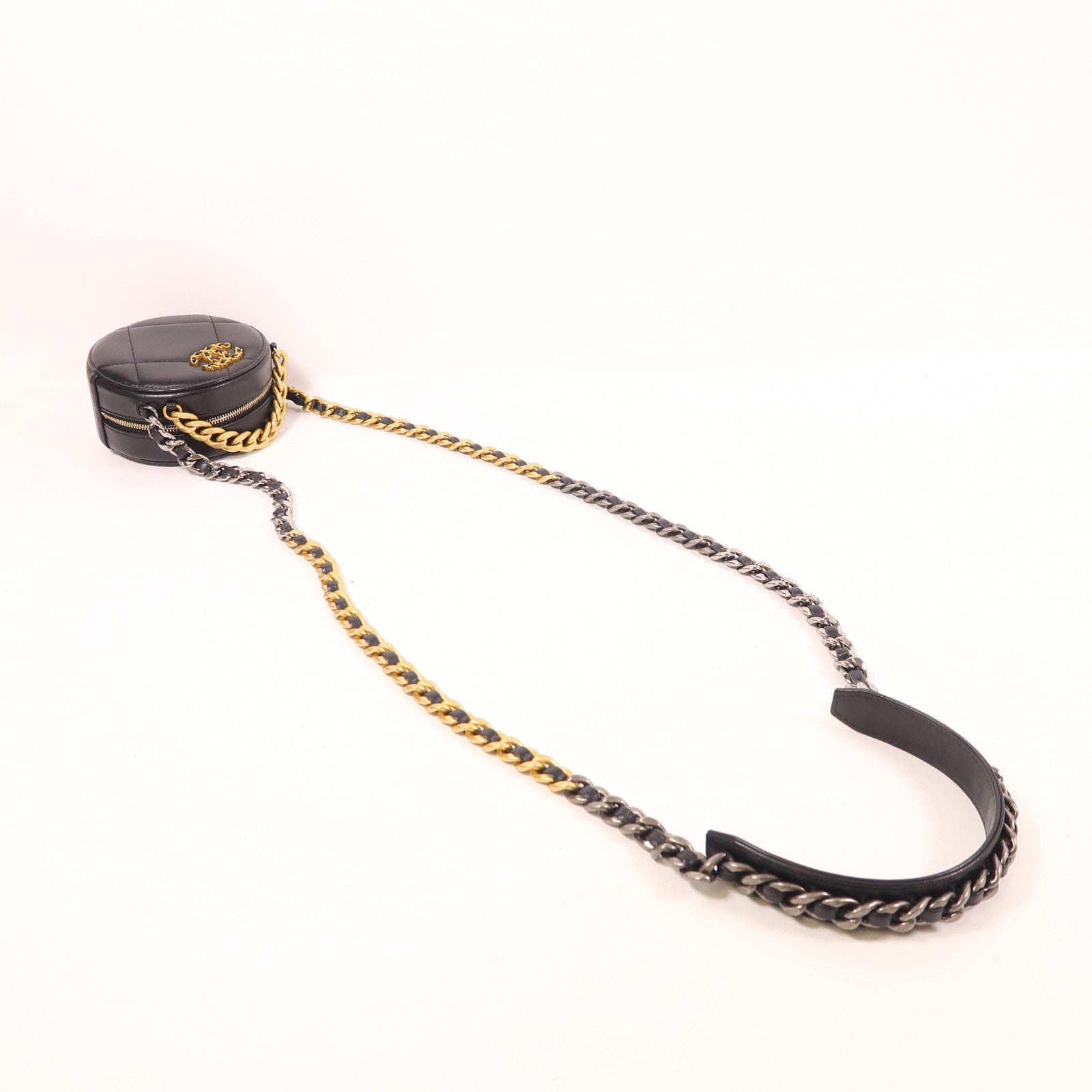 CHANEL CC GHW Chain Shoulder Bag Leather Black