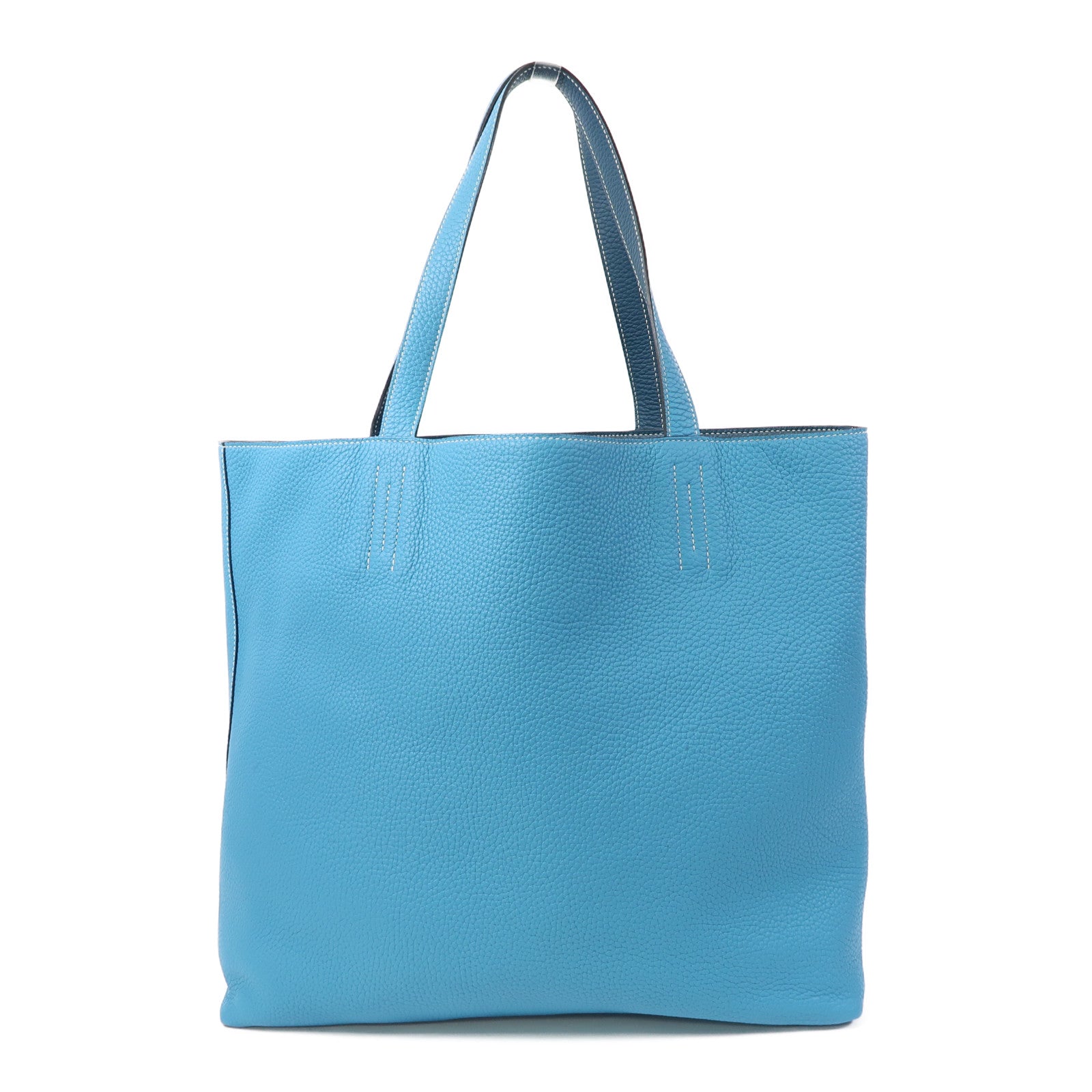 HERMES Clemence皮革Double Sens肩背袋藍色