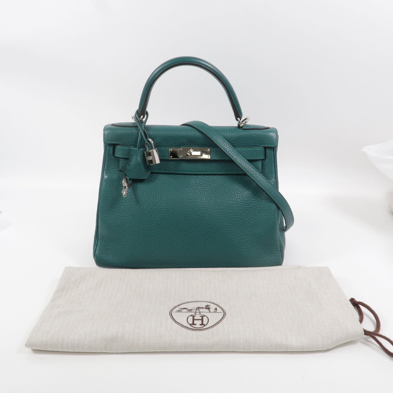 HERMES Togo皮革Kelly 28手挽肩背兩用袋Malachite