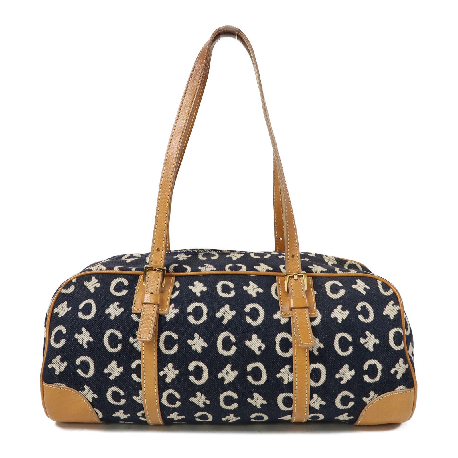 CELINE 帆布Shoulder Bag金扣肩背袋深藍色