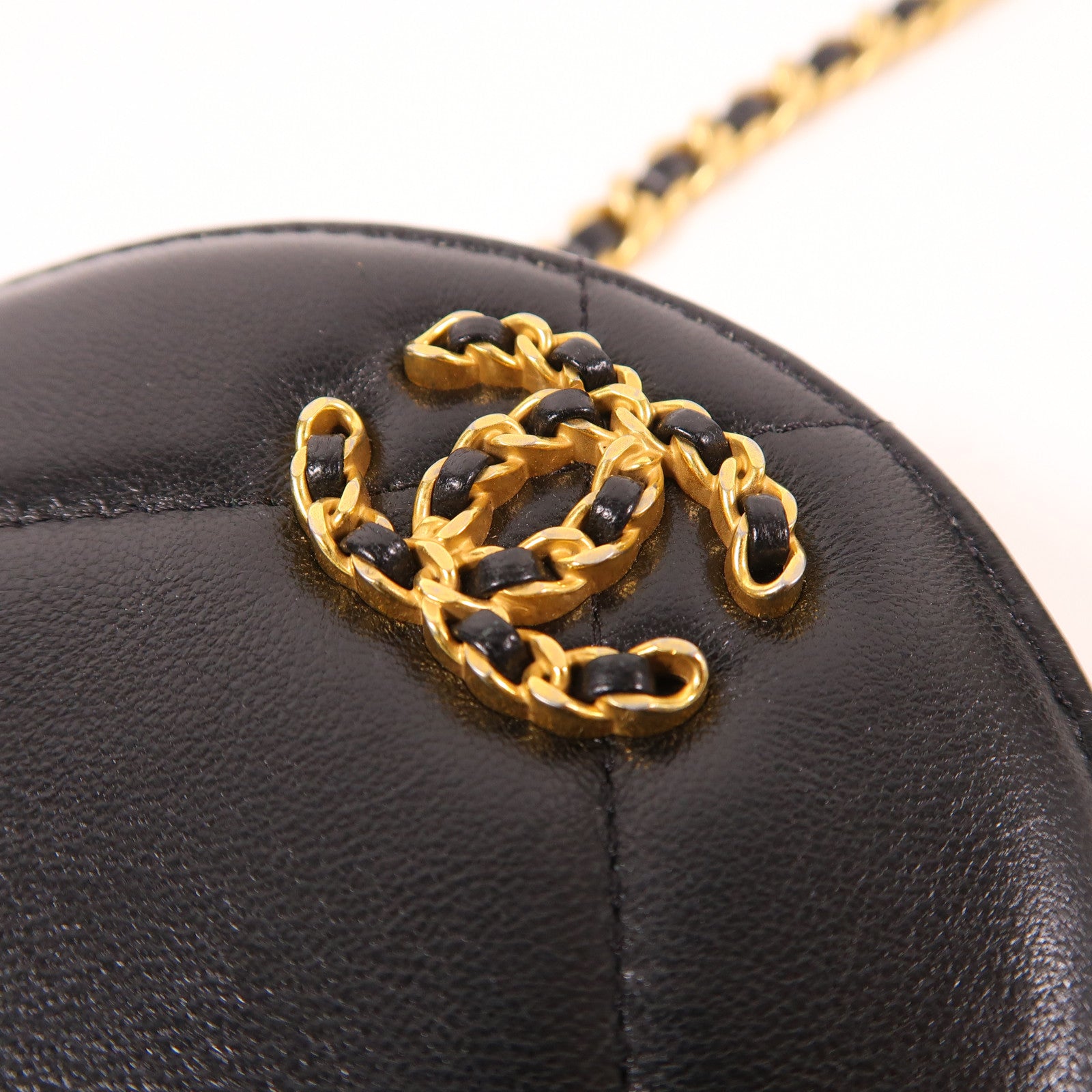CHANEL CC GHW Chain Shoulder Bag Leather Black