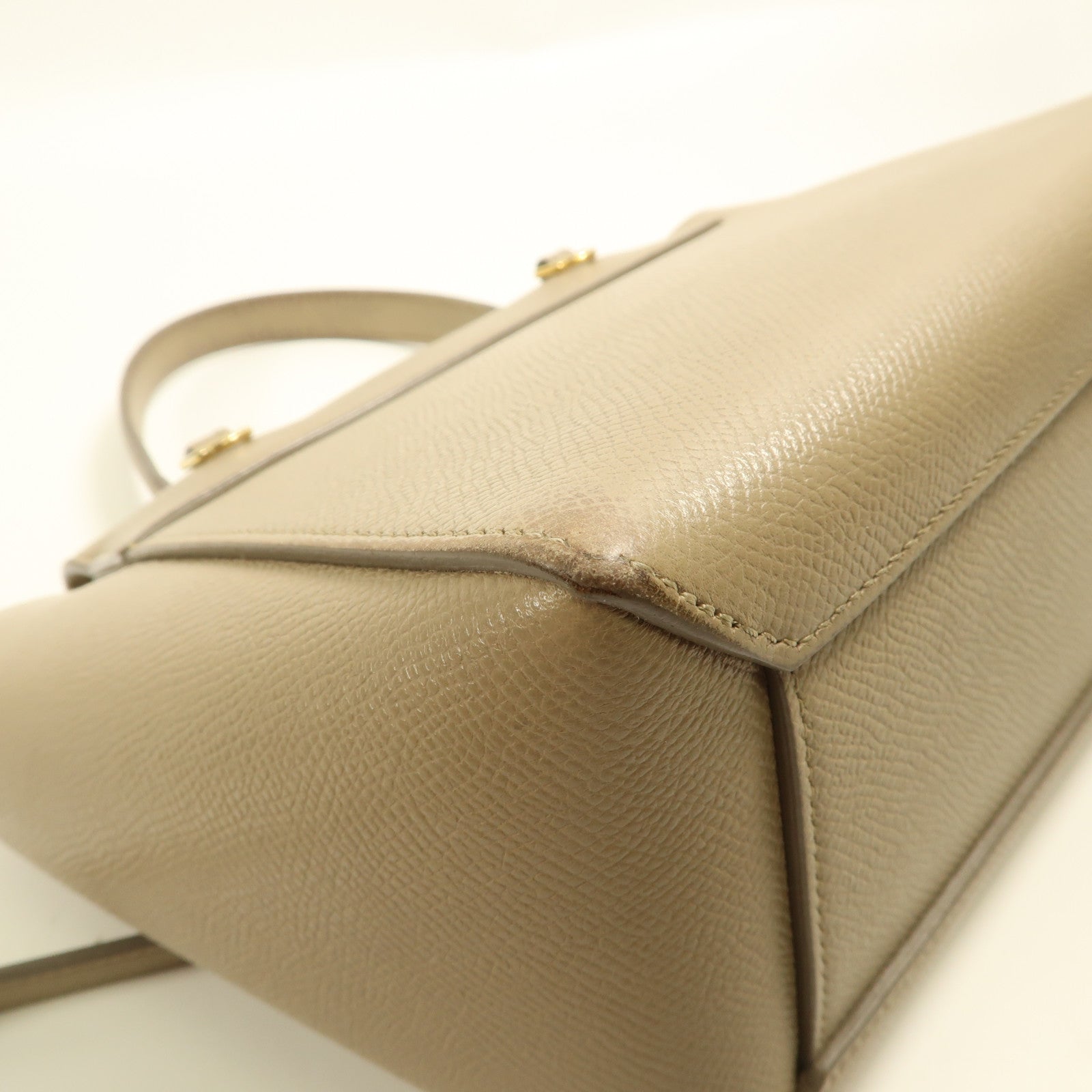 CELINE 牛皮皮革Nano Belt Bag金扣手挽肩背兩用袋米色