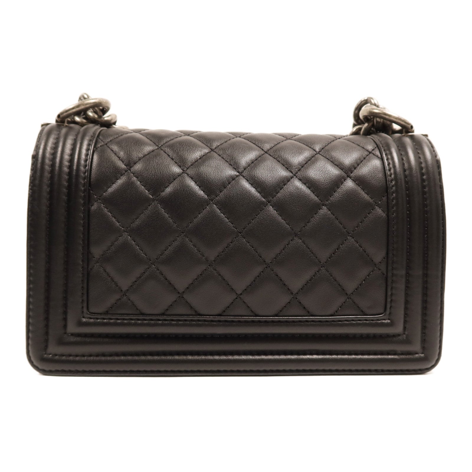 CHANEL 羊皮皮革Boy 20銀扣鏈帶肩背袋