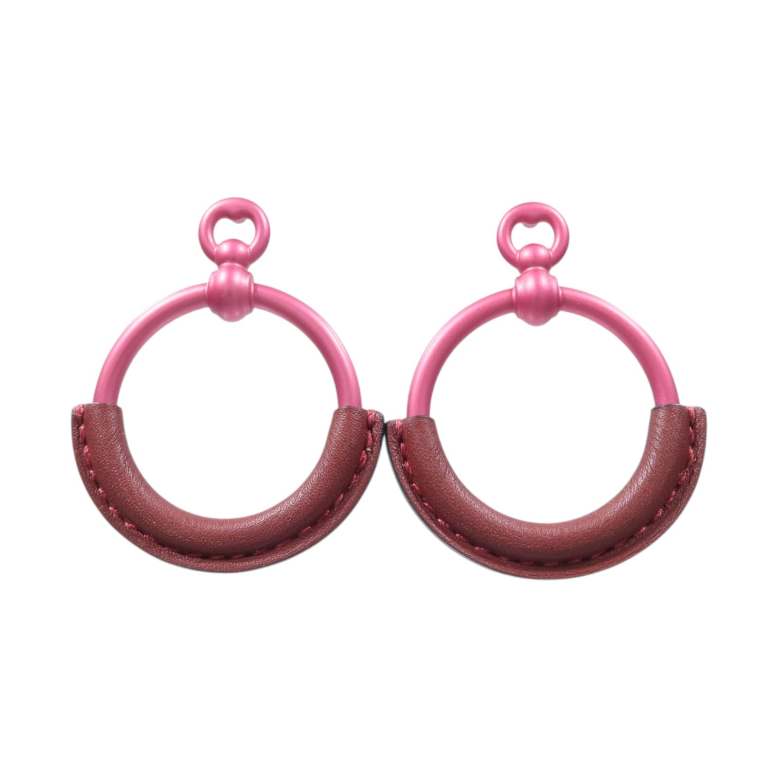 HERMES 金屬/Swift皮革Loop Earrings耳環