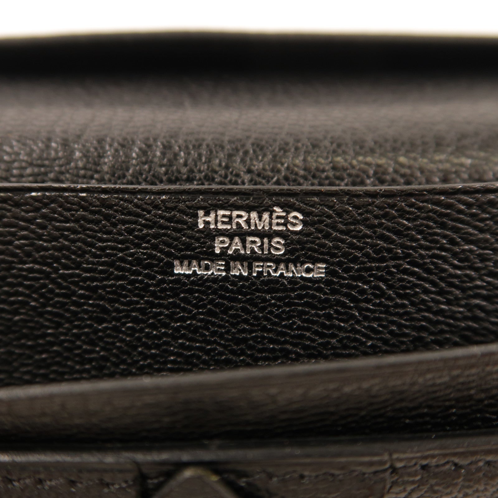 HERMES Chevre皮革Bearn Long Wallet銀扣長錢包Noir