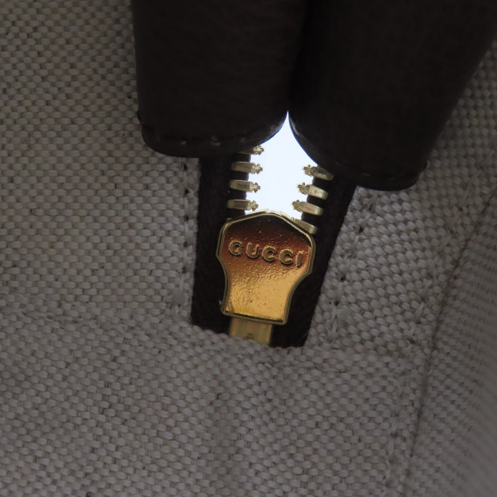 GUCCI 塗層帆布2 Way Shoulder金扣手挽肩背兩用袋啡色
