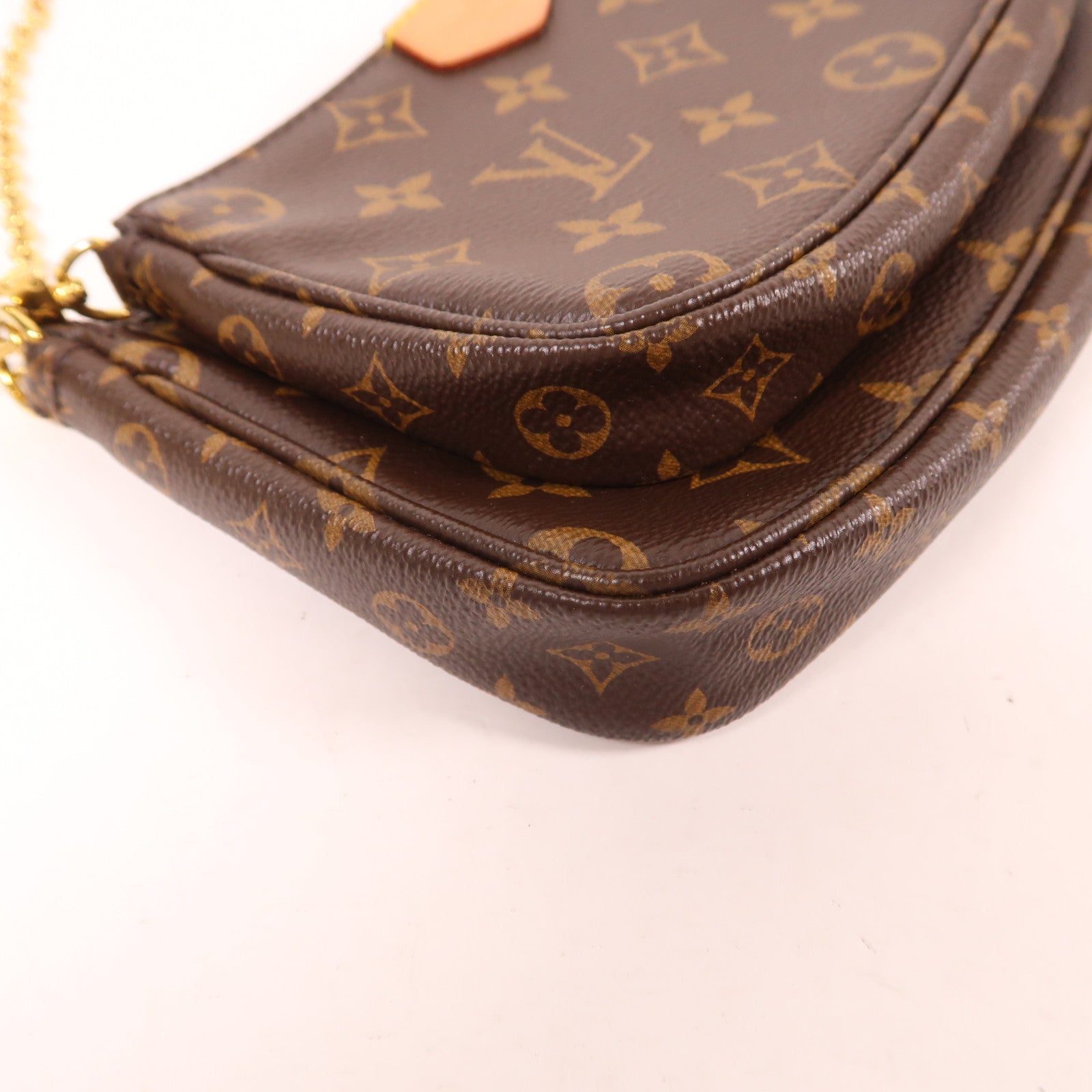 LOUIS VUITTON Monogram Multi Pochette Accessoires金扣肩背袋棕色