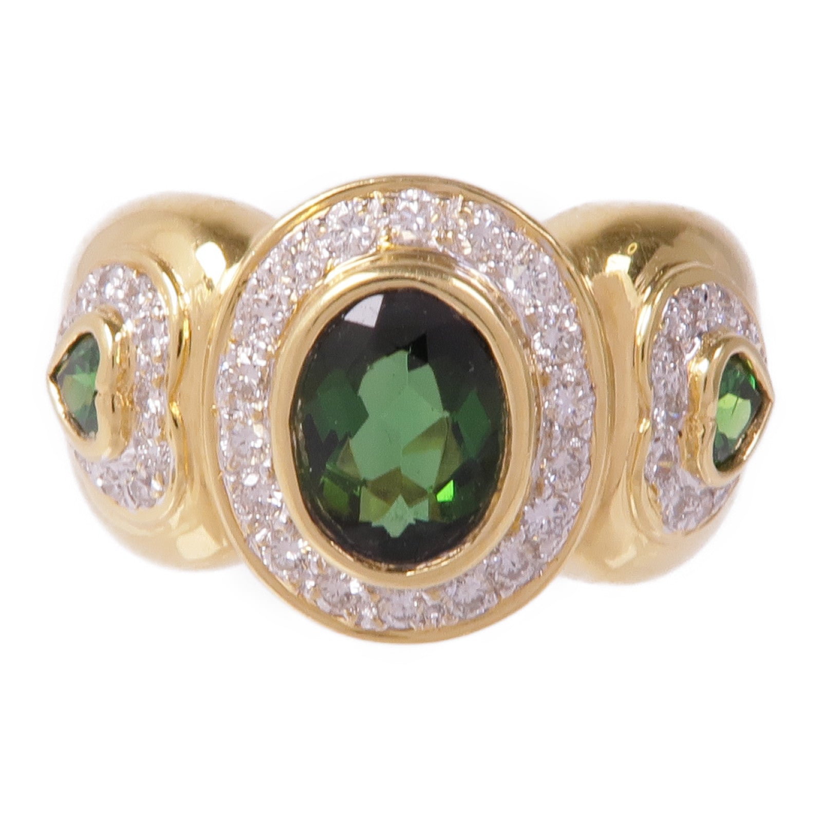 JEWELRY 18K黃金Tourmaline Garnet Diamond Ring電氣石/石榴石/鑽石戒指US#7.75