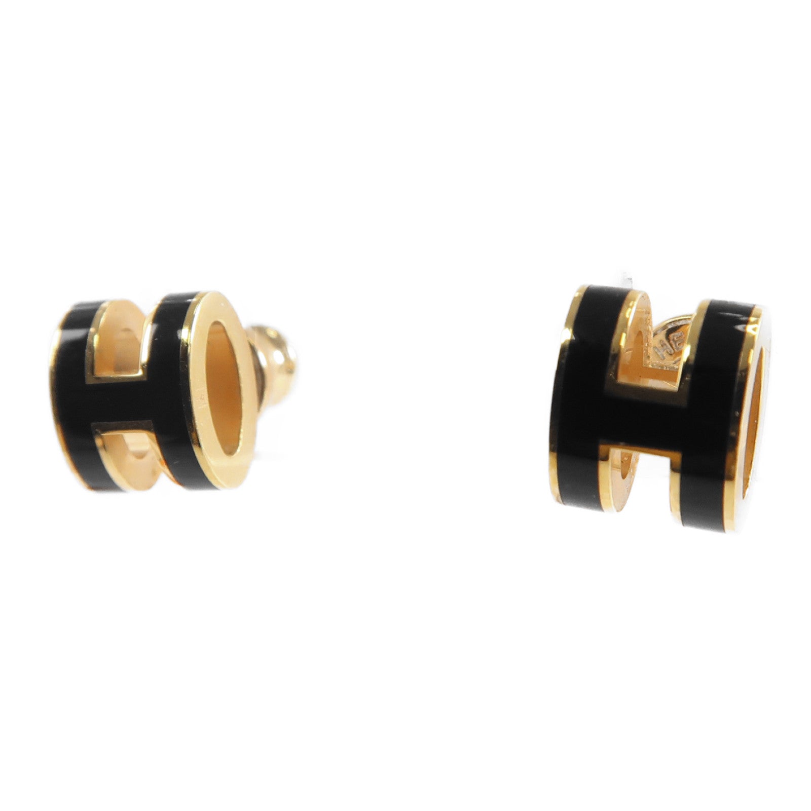 HERMES 金屬 Pop H Earrings金扣耳環Noir黑色
